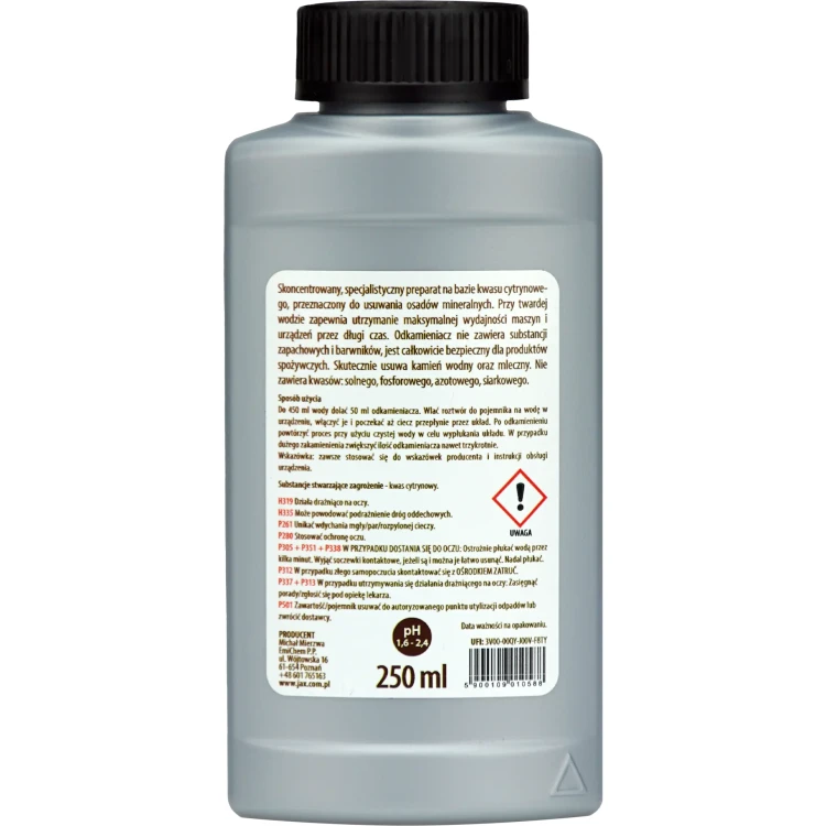 ODKAMIENIACZ ECO W PŁYNIE DO EKSPRESÓW JAX PROFESSIONAL 09 E 250 ml - obrazek 2