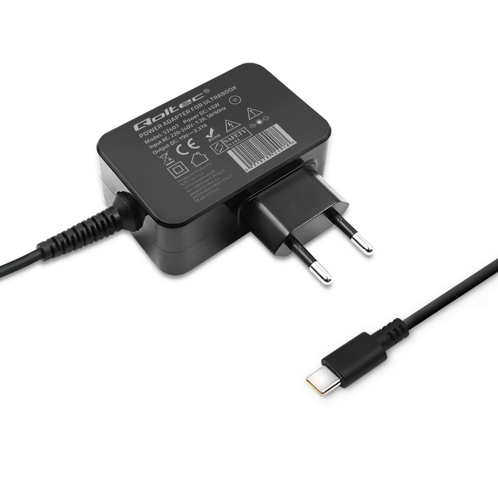 ŁADOWARKA SIECIOWA QUOLTEC 65W USB-C POWER DELIVERY CZARNA - obrazek 3