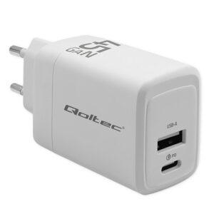 ŁADOWARKA SIECIOWA QOLTEC 45W GaN USB-C PD + USB-A QC 3.0 BIAŁA