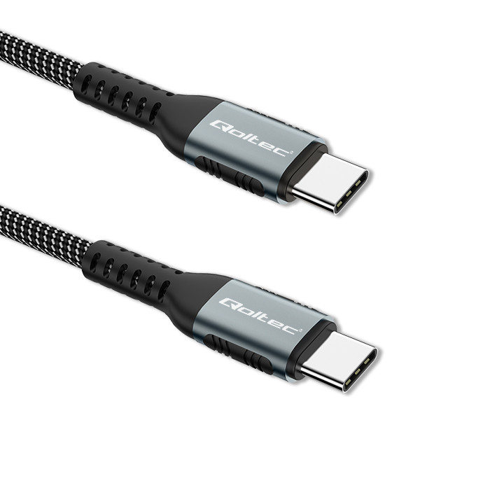 KABEL USB-C - USB-C QOLTEC 100W PD QUICK CHARGE 3.0 1,5 M CZARNY - obrazek 2