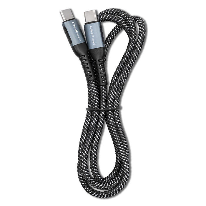 KABEL USB-C - USB-C QOLTEC 100W PD QUICK CHARGE 3.0 1,5 M CZARNY - obrazek 3