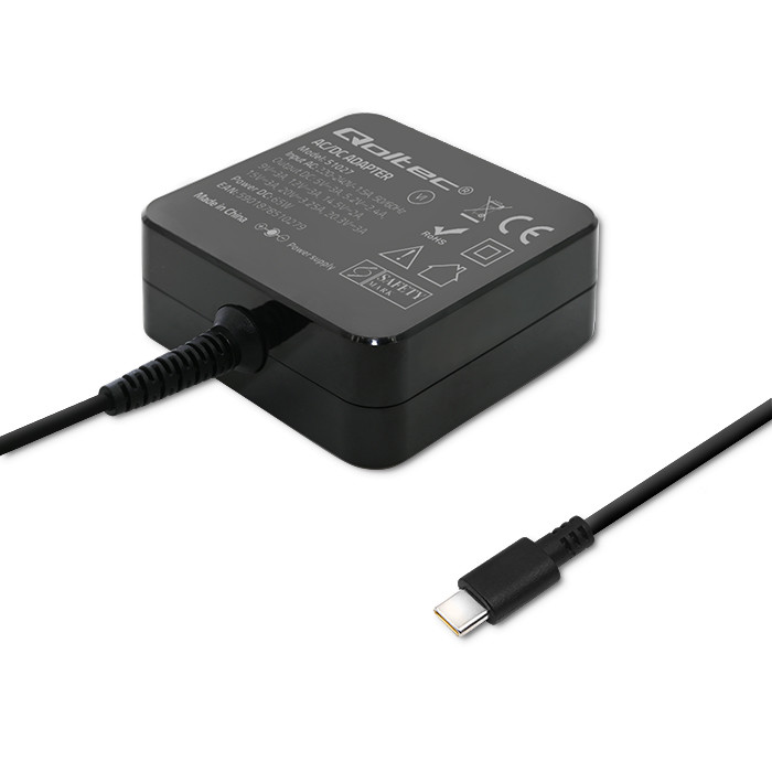 ZASILACZ SIECIOWY QOLTEC 65W USB-C POWER DELIVERY CZARNY - obrazek 2