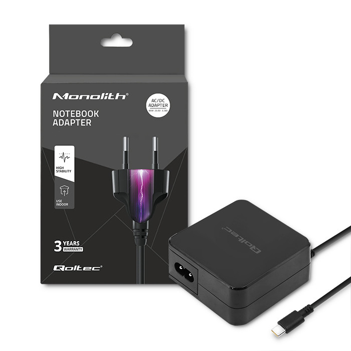 ZASILACZ SIECIOWY QOLTEC 65W USB-C POWER DELIVERY CZARNY - obrazek 3